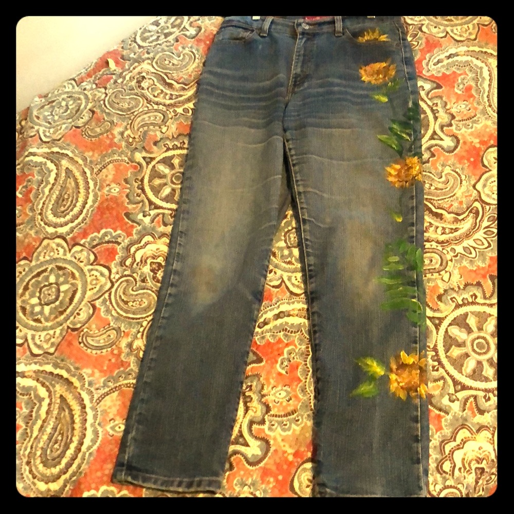 Jeans Levi’s 512 Hand Painted -Flowers